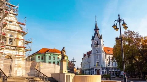 Time-lapse view on the main square of Kaposvar in Hungary 스톡 동영상 143713235