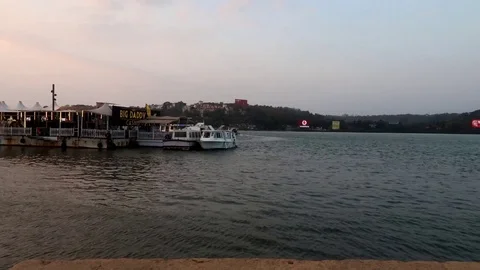 Time lapse view of Mandovi River in Panjim city, Goa Stock-Footage 120075025