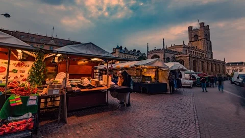 Time lapse view of the market square in Cambridge at sunset Stock Footage 100665195