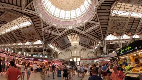 Time-Lapse View On The Mercat Central food market In Valencia In Spain market Stock Footage 209912269