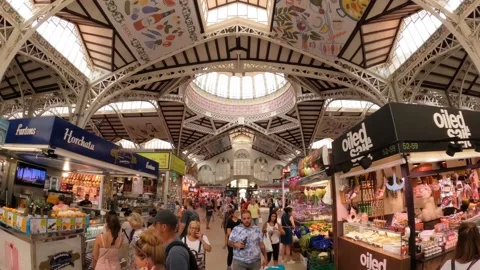 Time-Lapse View On The Mercat Central food market In Valencia In Spain market Stock Footage 209912325
