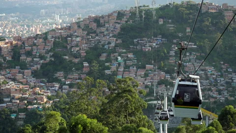 Time Lapse View of the MetroCable Public Transit System in Medellin, Colombia Stock Footage 211802616