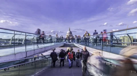 Time lapse view of the Millennium bridge in London Stock Footage 51066779