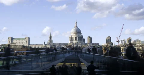 Time lapse view of the Millennium bridge in London Stock Footage 68986023