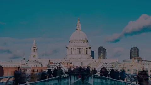 Time lapse view of the Millennium bridge in London Stock Footage 85460352