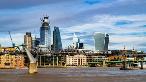 Time lapse view of the Millennium bridge in London Stock Footage 96415010