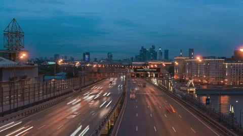 Time lapse view of Moscow city and traffic, Russia Video stock 220187580