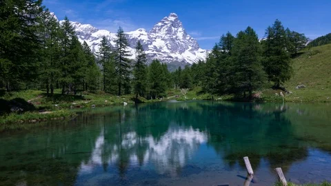 Time lapse view of mount Cervino (Matterhorn) in the Italian Alps Stock Footage 111860910