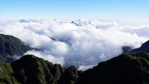 A time lapse with view on mountain range in clouds in Sapa, Vietnam Stock Footage 83797573
