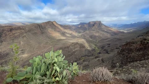 Time lapse, view of the mountains in the Parque Natural de Pilancones, Mirador 库存影片 260428095