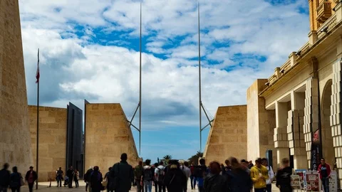 Time lapse view of the new Valletta City Gate in Malta Stock Footage 107200106