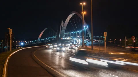Time Lapse View of Night Traffic on JK Bridge in Brasilia, the Capital of Brazil Video stock 171091144