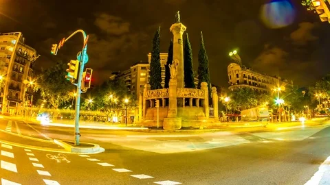 Time-lapse view on nightly traffic in Barcelona Stock Footage 76856080
