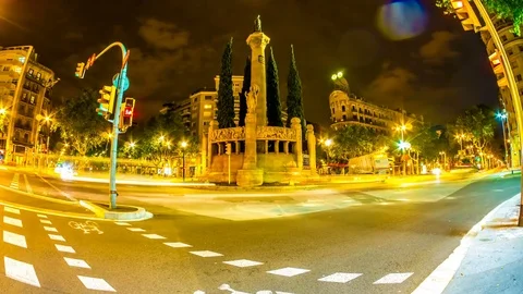 Time-lapse view on nightly traffic in Barcelona Video stock 77876224