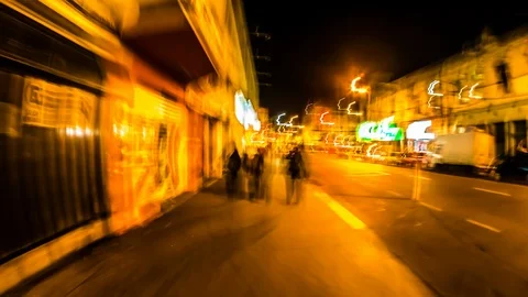 Time-lapse view of a nightly walk through Valparaiso in Chile Stock Footage 88490881