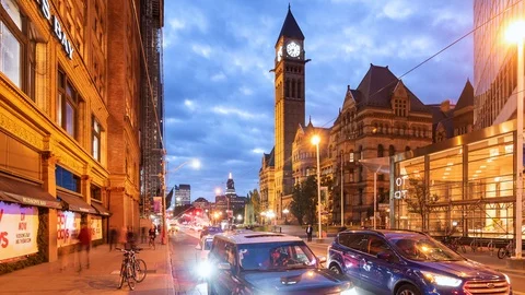 Time Lapse View of Old City Hall in Downtown Toronto, Ontario, Canada, Zoom Out Stock Footage 105188572