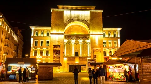 Time-lapse view on the Opera in Timisoara Stock Footage 89869344