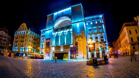 Time-lapse view on the Opera in Timisoara Stock Footage 90258776