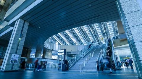 Time-lapse view of Osaka train station Stock Footage 127613603