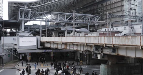 Time-lapse view of Osaka train station Stock Footage 127614220