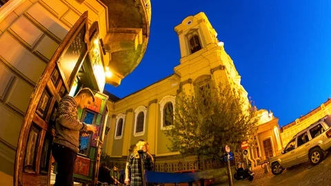 Time-lapse view on peolpe visiting a pub in Timisoara, Romania Stock Footage 89870925