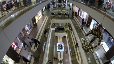 Time lapse View: People are doing shopping before New Year in central city mall Stock Footage 71347058