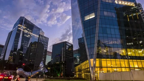 Time lapse view pf modern office buildings on Faria Lima Avenue Video stock 166255306