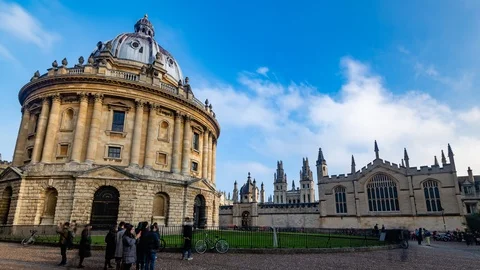 Time lapse view of Radcliffe camera and All Souls College in Oxford Stock Footage 100666246