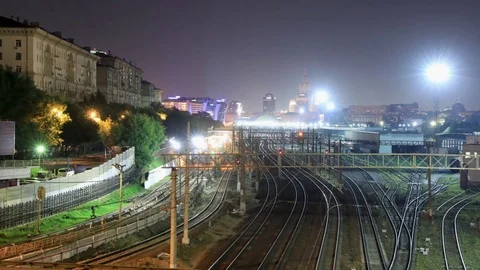 Time lapse view of railway station and metro line Stock Footage 78371094