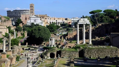 Time lapse view of the Roman Forum. Rome Stock Footage 95978465