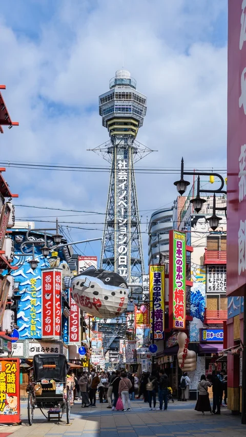 Time-lapse View of SHINSEKAI area Video stock 127613594