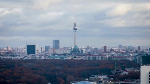 Time lapse view of the skyline of Berlin, Germany Stock Footage 266126143