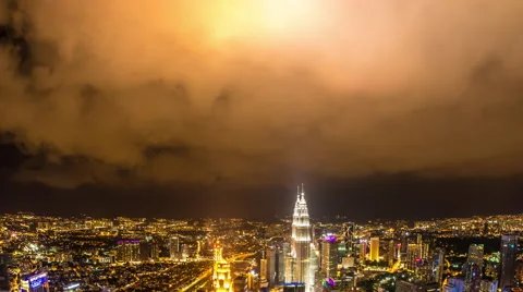 Time-lapse view on the Skyline of Kuala Lumpur at night Stock Footage 63171905