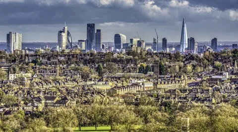 Time lapse view of the skyline of London Stock Footage 53525675