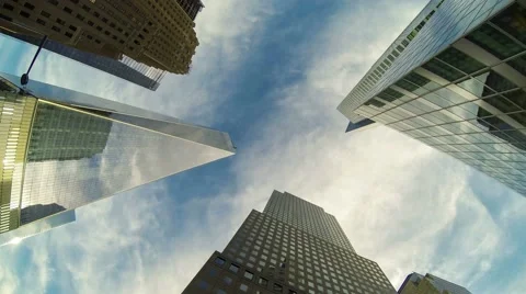 Time-lapse view of skyscrapers and clouds, bottom view Stock Footage 55782855
