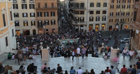 Time Lapse view of Spanish Square in Rome Stock Footage 95976448