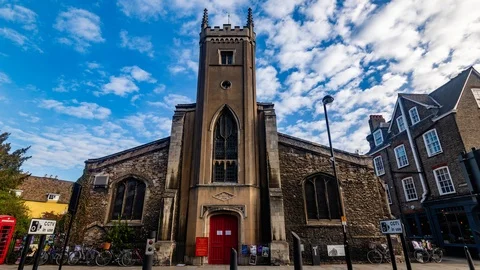 Time lapse view of St Clement church in Cambridge (England) Stock Footage 100664552