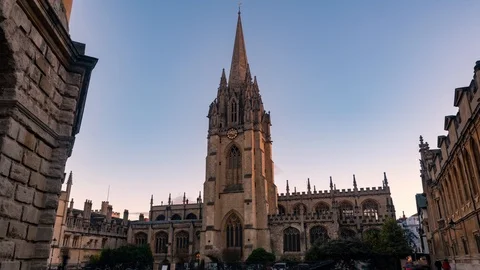 Time lapse view of St Mary the Virgin church in Oxford Stock Footage 100983349