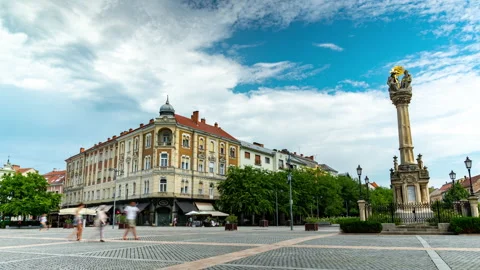 Time-lapse view on the Statue of Holy Trinity or the Szentharomsag szobor on the Stock Footage 159567351