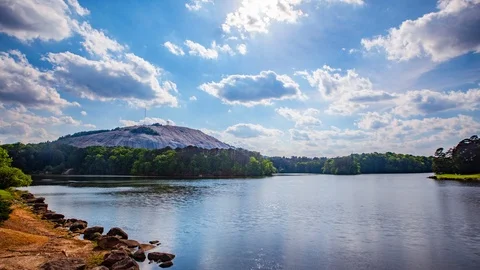 Time Lapse - View of Stone Mountain with Waterfront in Atlanta, Georgia Stock Footage 119226202