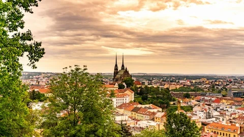 Time-lapse view of a Storm gathering over Brno in the Czech Republic Stock Footage 123738955