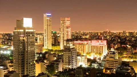 Time-lapse view on the sunrise over the skyline of Buenos Aires in Argentina Stock Footage 77997865
