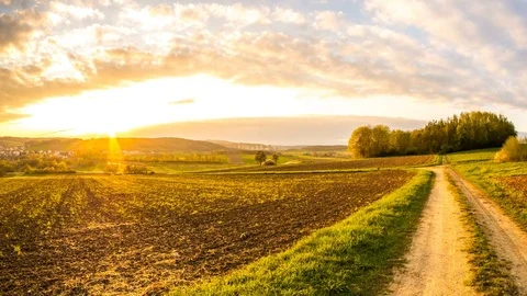 Time-lapse view on a sunset over a German rural landscape Stock Footage 78005410