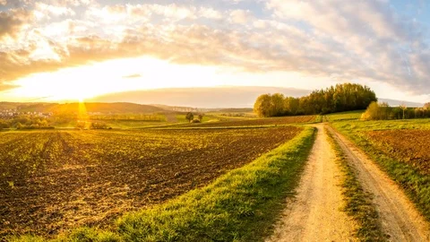 Time-lapse view on a sunset over a German rural landscape Video stock 78145219