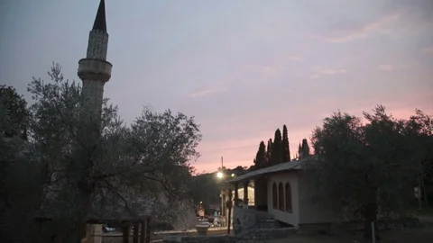 Time lapse view of sunset over the Catholic Church Stock Footage 80163230