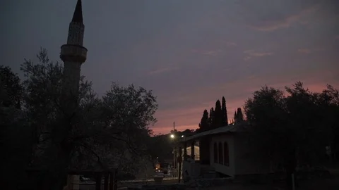 Time lapse view of sunset over the Catholic Church Stock Footage 80163762