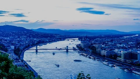 Time-lapse view of the sunset over Budapest Stock Footage 88476391