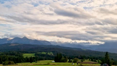 Time lapse. View of the Tatras mountains.  wedding photo shoot. Tatry, Slov.. Stock Footage 252317642