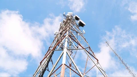 Time lapse view telecommunication mast TV antennas Stock Footage 103456765