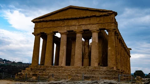 Time lapse view of tempio della Concordia in in Agrigento (Sicily) Stock Footage 104124227